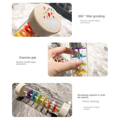 Wooden Rain Sound Pipe Toy for Early Educational Play