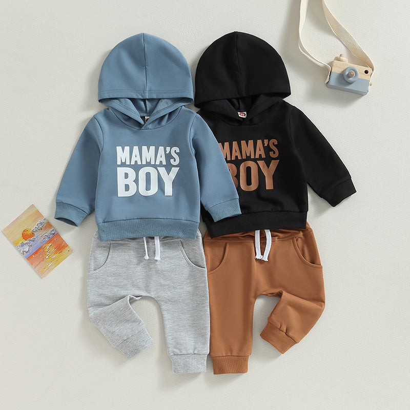 Toddler Boys Hoodie and Pants Set, Letter Print Fall Outfit