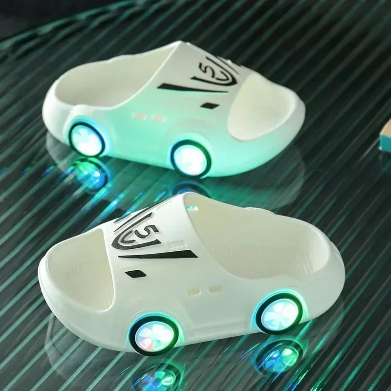 Car-Shaped Luminous Slippers for Kids - Cute Bathroom Shoes