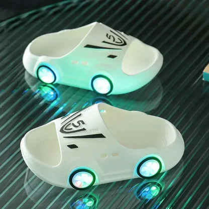 Car-Shaped Luminous Slippers for Kids - Cute Bathroom Shoes