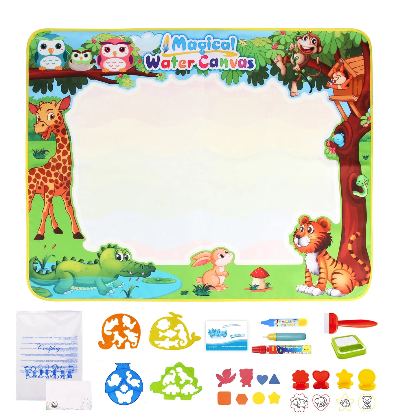 Water Drawing Mat for Kids with Reusable Magic Pens