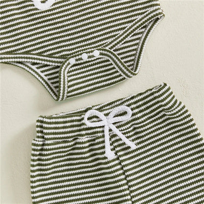Newborn Baby Boy Striped Romper and Pants Outfit Set
