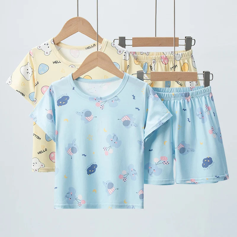 Kids' Summer Short Sleeve Shirt and Shorts Set for Play