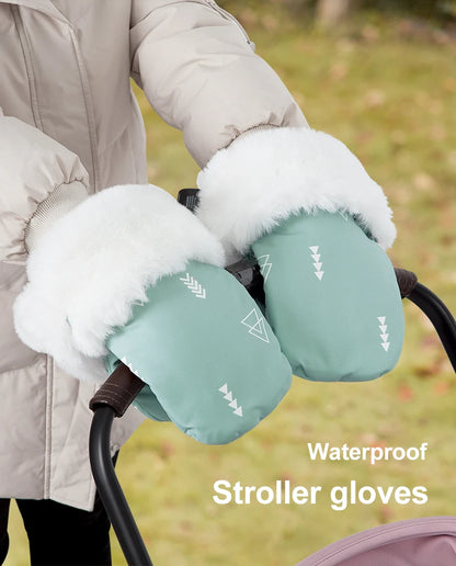 Winter Stroller Gloves – Windproof, Warm, Cute Bear Design, Waterproof Pram Accessory