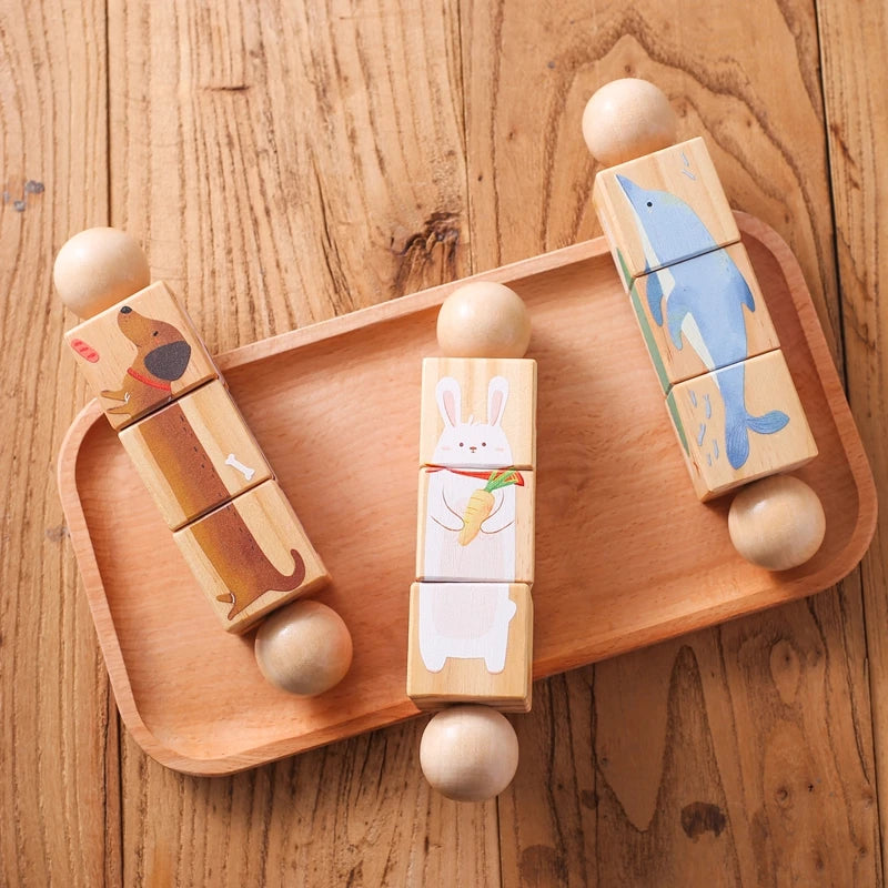 Wooden Montessori Musical Rattle Hand Bell for Babies