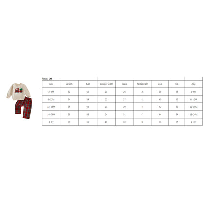 Infant Boys Christmas Sweatshirt & Plaid Pants Set 0-3Y
