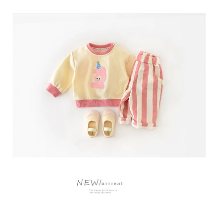 Kids' Loose Striped Cotton Pants with Pockets for Outdoor Play