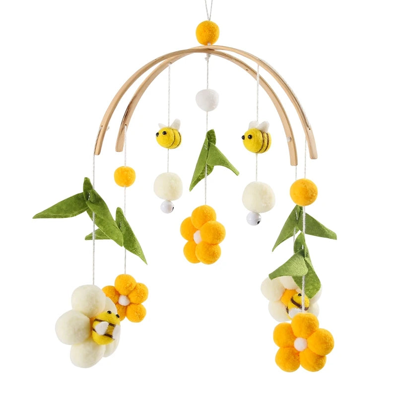 Baby Crib Mobile Rattles with Cartoon Bee for Nursery Decor