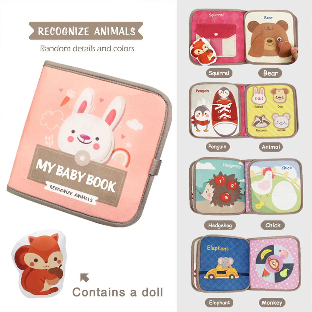 Montessori Busy Book for Toddlers - Animal Puzzle and Sensory Toy