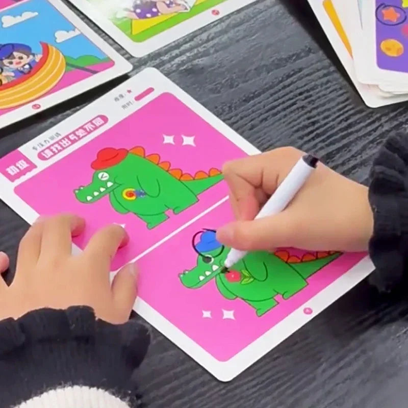 64pcs Montessori Educational Game Cards for Kids' Focus Training