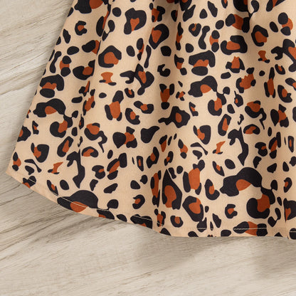 Leopard Print Baby Girl Summer Dress with Hat