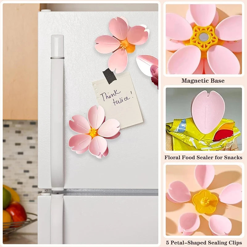 Sakura Flower Magnetic Bag Clips - 15 Reusable Food Sealers