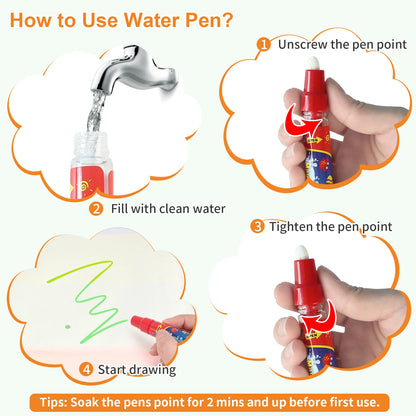 Water Drawing Mat for Kids with Reusable Magic Pens