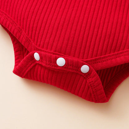 Baby Girl Christmas Outfit Set with Ruffle Romper & Skirt