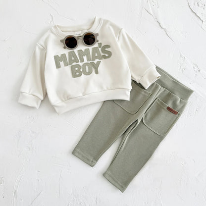 MAMA'S BOY Baby Outfit Set - Long Sleeve Sweatshirt & Pants