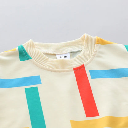 Baby Colorful Stripe Long Sleeve Pants Outfit, 2-Piece Set