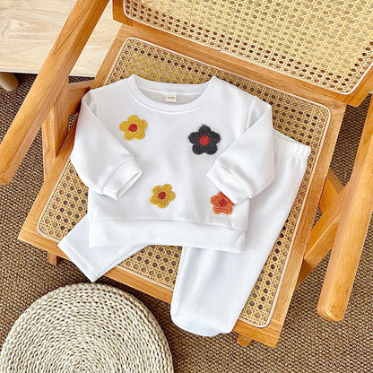 Floral Sweatshirt and Pants Set for Newborn Babies