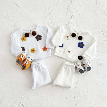 Floral Sweatshirt and Pants Set for Newborn Babies