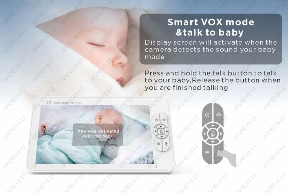 5-Inch PTZ Video Baby Monitor with Camera and Temperature Sensor