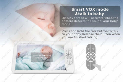 5-Inch PTZ Video Baby Monitor with Camera and Temperature Sensor