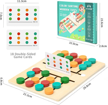 Træfarvet rutsjebanepuslespil til småbørns læring og leg