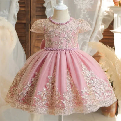 Toddler Girls Floral Embroidery Dress for Special Occasions