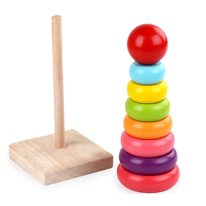 Colorful Wooden Rainbow Stacking Toy for Kids' Learning