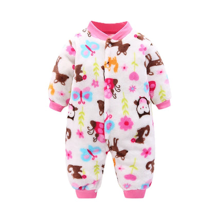 Soft Flannel Infant Jacket and Jumpsuit for Newborns 0-18 Months