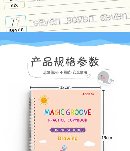 Montessori Reusable Drawing Copybook for Kids' Writing Skills