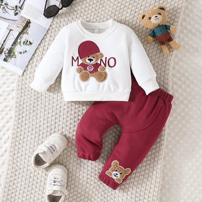 Casual Cartoon Bear Outfit for Infants 3-24 Months