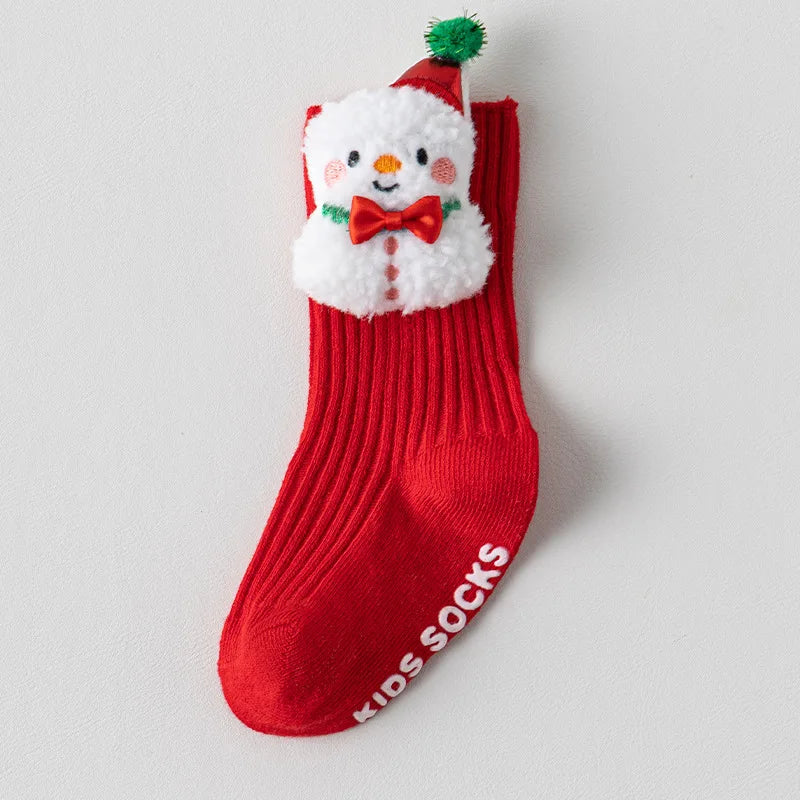 Toddler Christmas Anti-Slip Socks with Santa Design, 0-3 Years