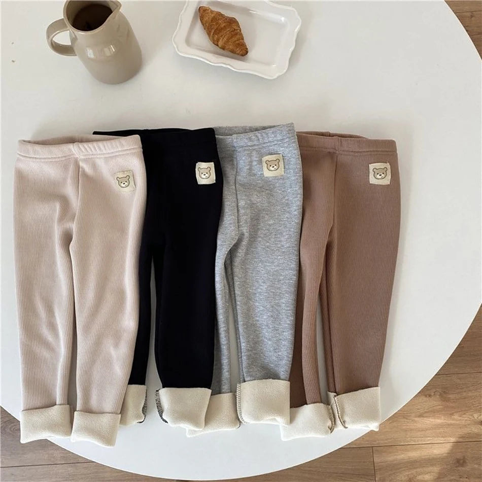 Children's Cartoon Warm Leggings with Feet for Cold Weather
