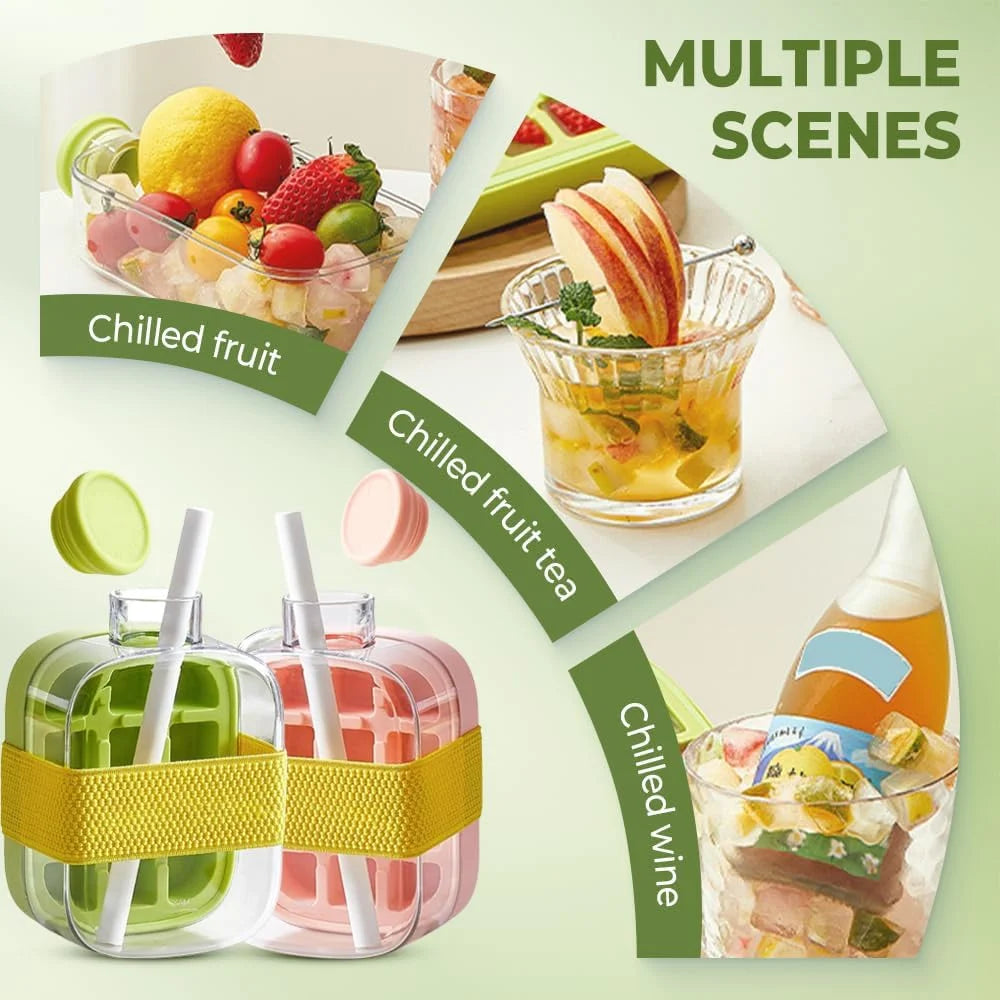 2-in-1 Ice Cube Bottle with Easy Press Release Tray