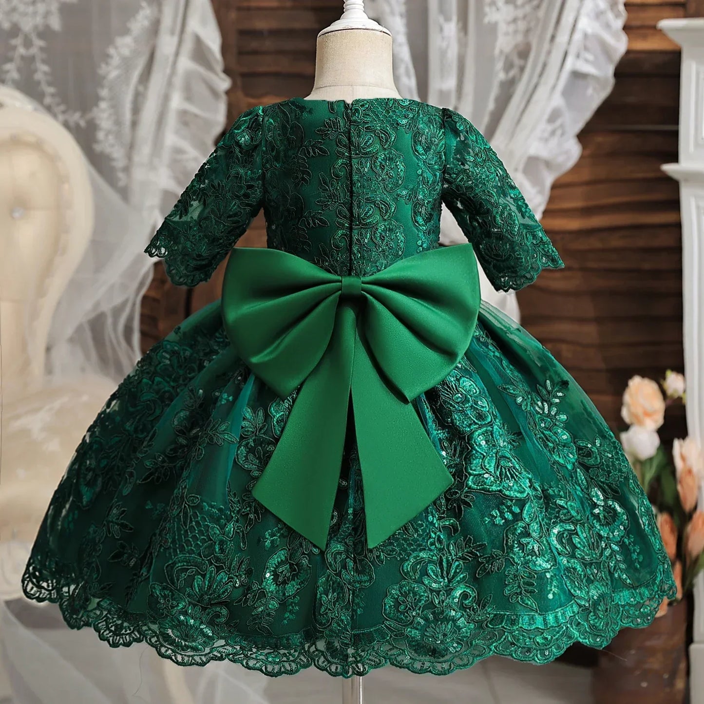 Toddler Girls Floral Embroidery Dress for Special Occasions