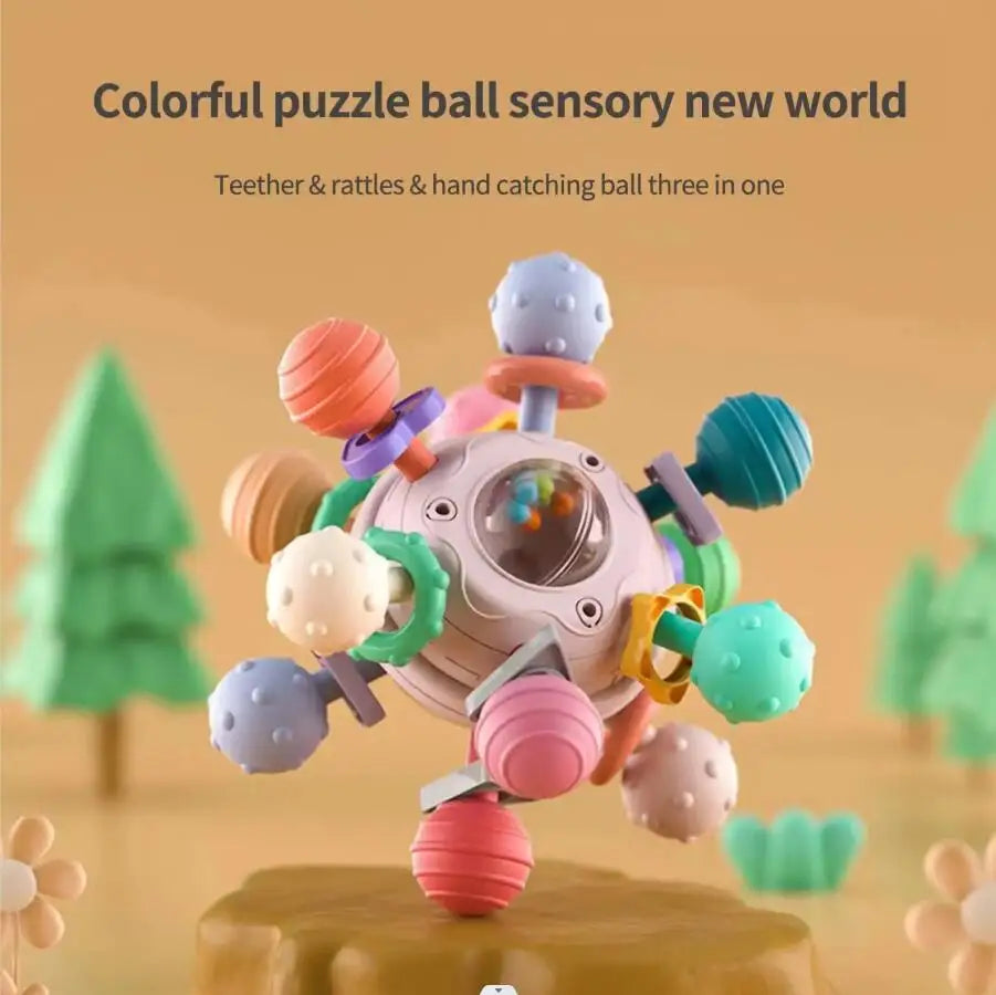Montessori Sensory Rattle Teether for Infants 0-12 Months