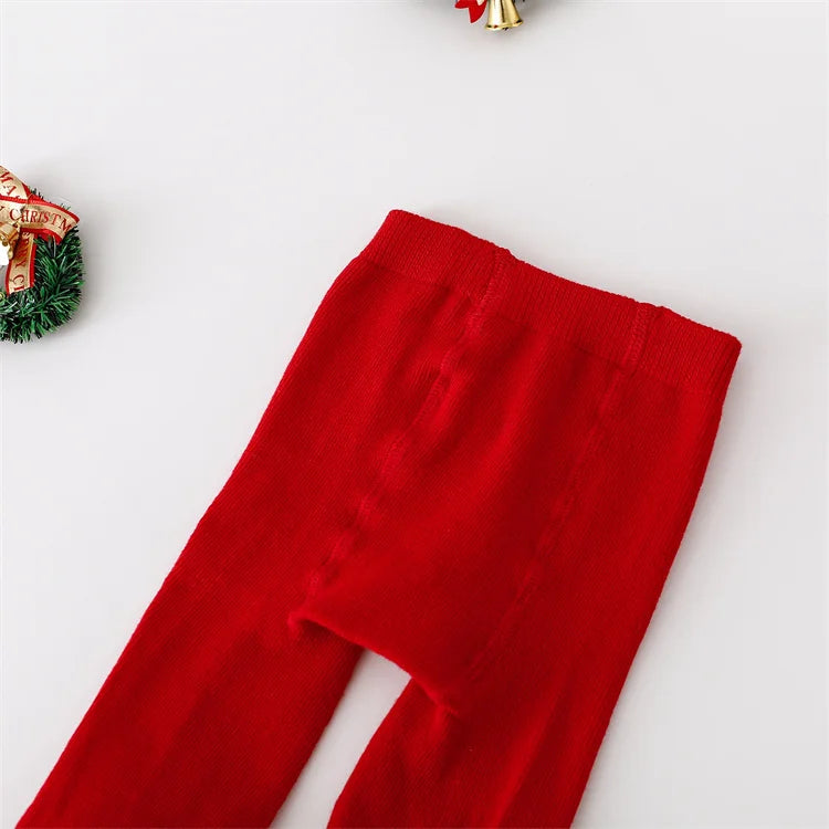 Red Cotton Christmas Tights for Infants and Toddlers