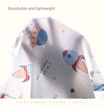 Cute Cartoon Baby Pajama Set - Short Sleeve Sleepwear
