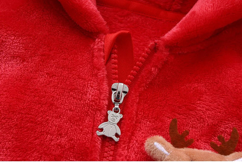 Newborn Fleece Christmas Elk Jumpsuit for Infants