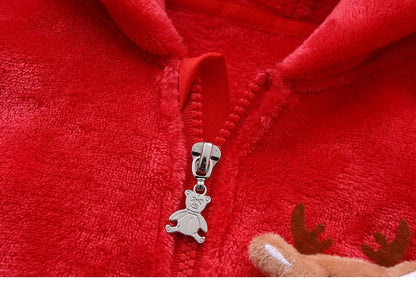 Newborn Fleece Christmas Elk Jumpsuit for Infants