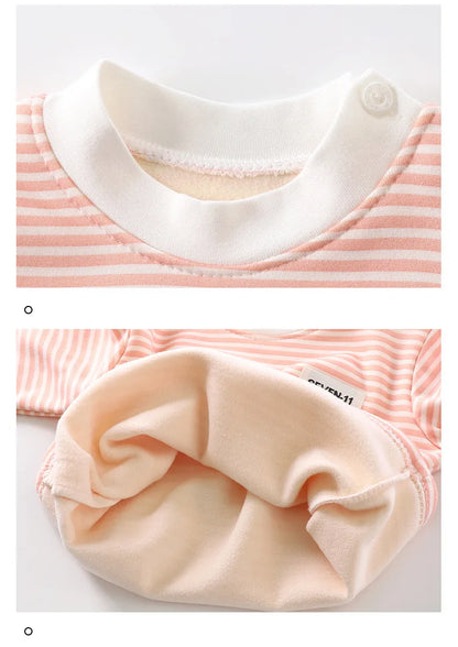 Warm Kids' Autumn/Winter Plush Top and Pants Set