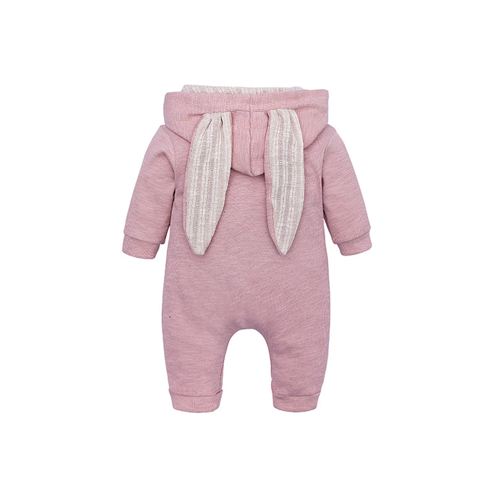 Rabbit Ears Hooded Baby Bodysuit with Zipper for Boys and Girls