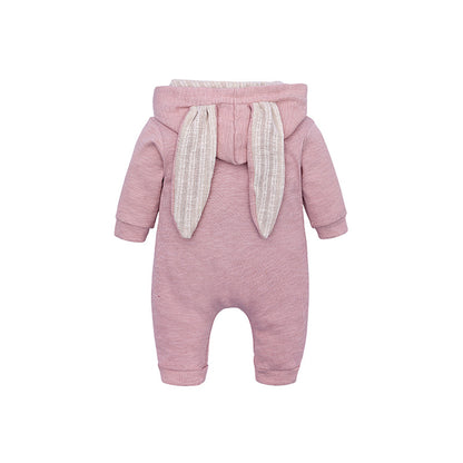 Rabbit Ears Hooded Baby Bodysuit with Zipper for Boys and Girls