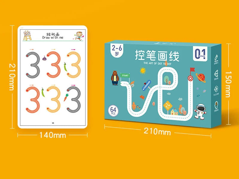 Montessori Drawing Toy Set for Toddler Math and Shape Learning
