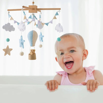 Wooden Hot Air Balloon Baby Crib Mobile and Rattle Toy