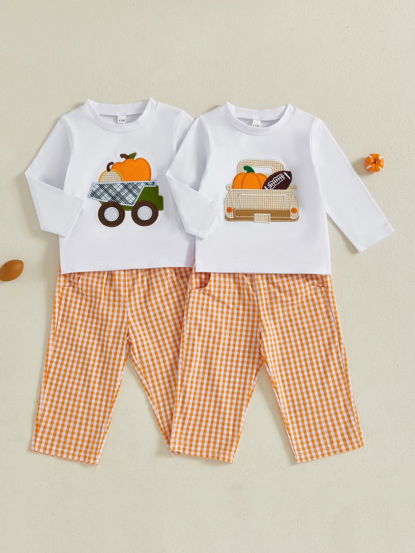 Pumpkin Embroidery Toddler Boy Halloween Sweatshirt & Pants Set