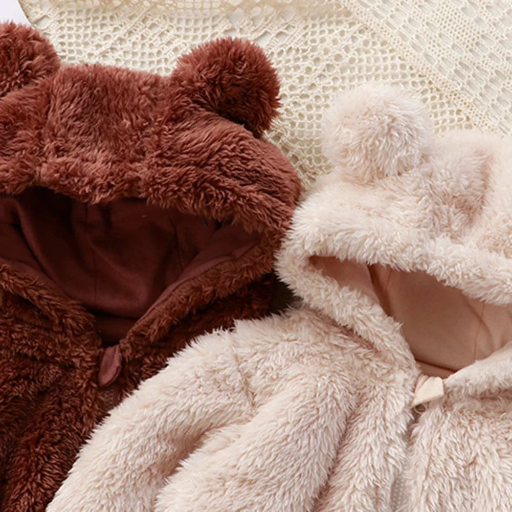 Cute Cartoon Bear Baby Pajamas Zipper Romper for Infants 0-24M