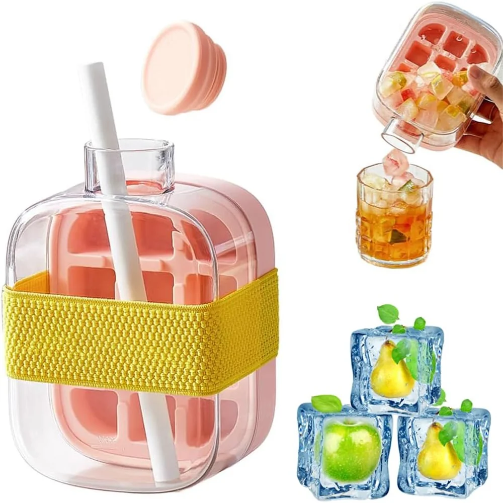2-in-1 Ice Cube Bottle with Easy Press Release Tray