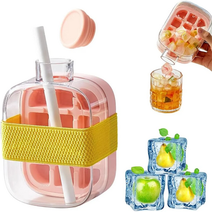 2-in-1 Ice Cube Bottle with Easy Press Release Tray