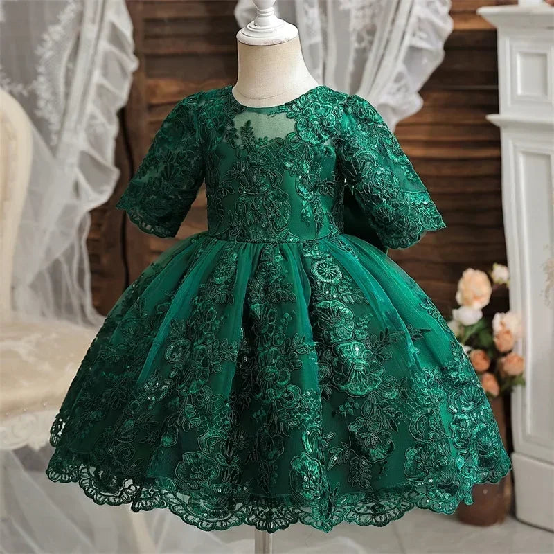Toddler Girls Floral Embroidery Dress for Special Occasions