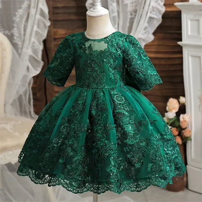 Toddler Girls Floral Embroidery Dress for Special Occasions